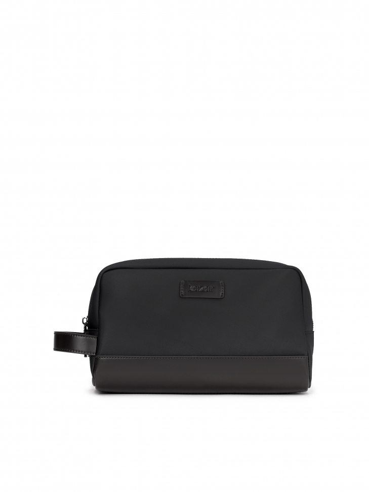 Black two-compartment cosmetic bag