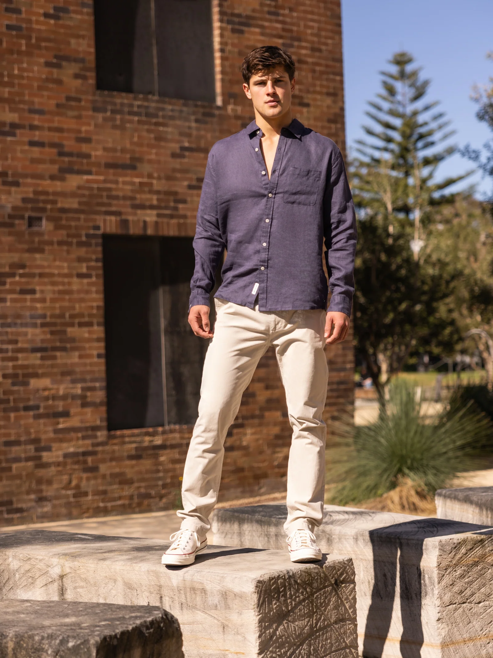Nero Linen Long Sleeve T-Shirt