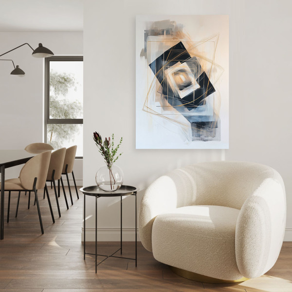 Feeby Obraz do salonu biura, Abstrakcja Kształty Geometria Beżowy 40x60