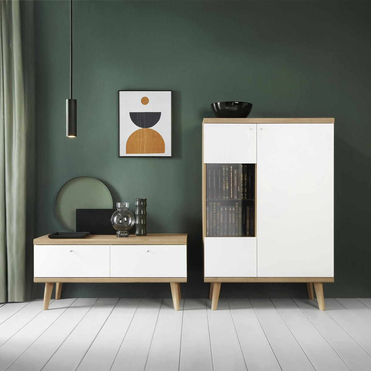 - Vaisselier 2 portes naturel et blanc