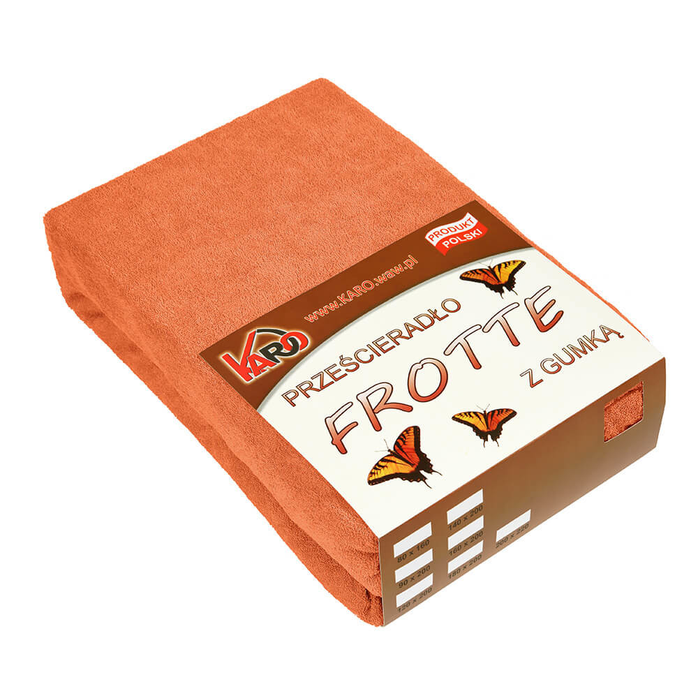Prześcieradło frotte z gumką 160x200 rude terra 025 KARO