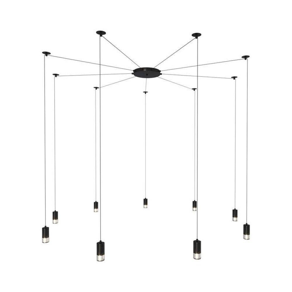 Lampa wisząca LINEA-9 czarna na kablach loft
