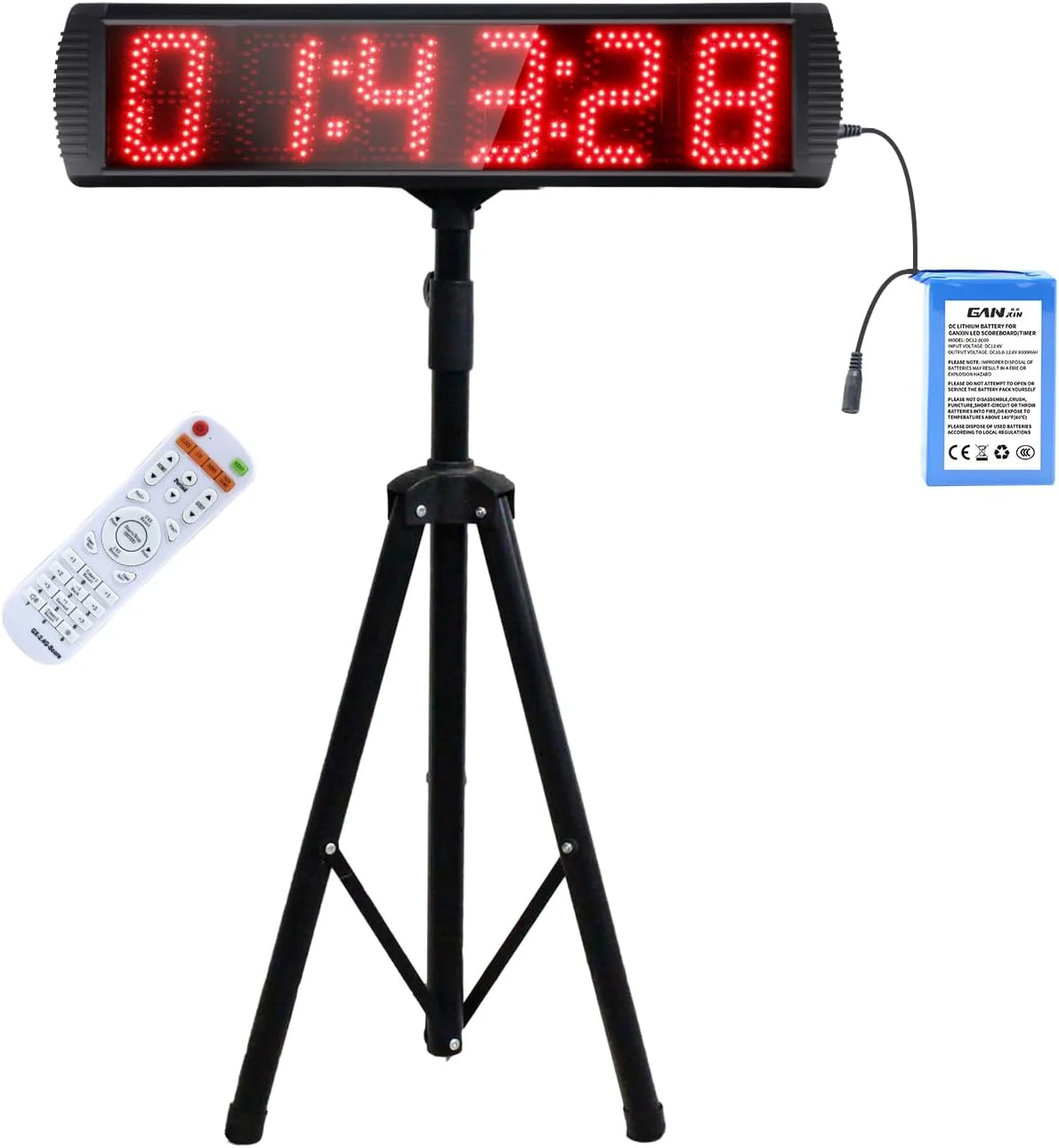 Large LED Digital Timer  Countdown/Up, Remote, Tripod, Adjustable Brightness (Battery Powered)