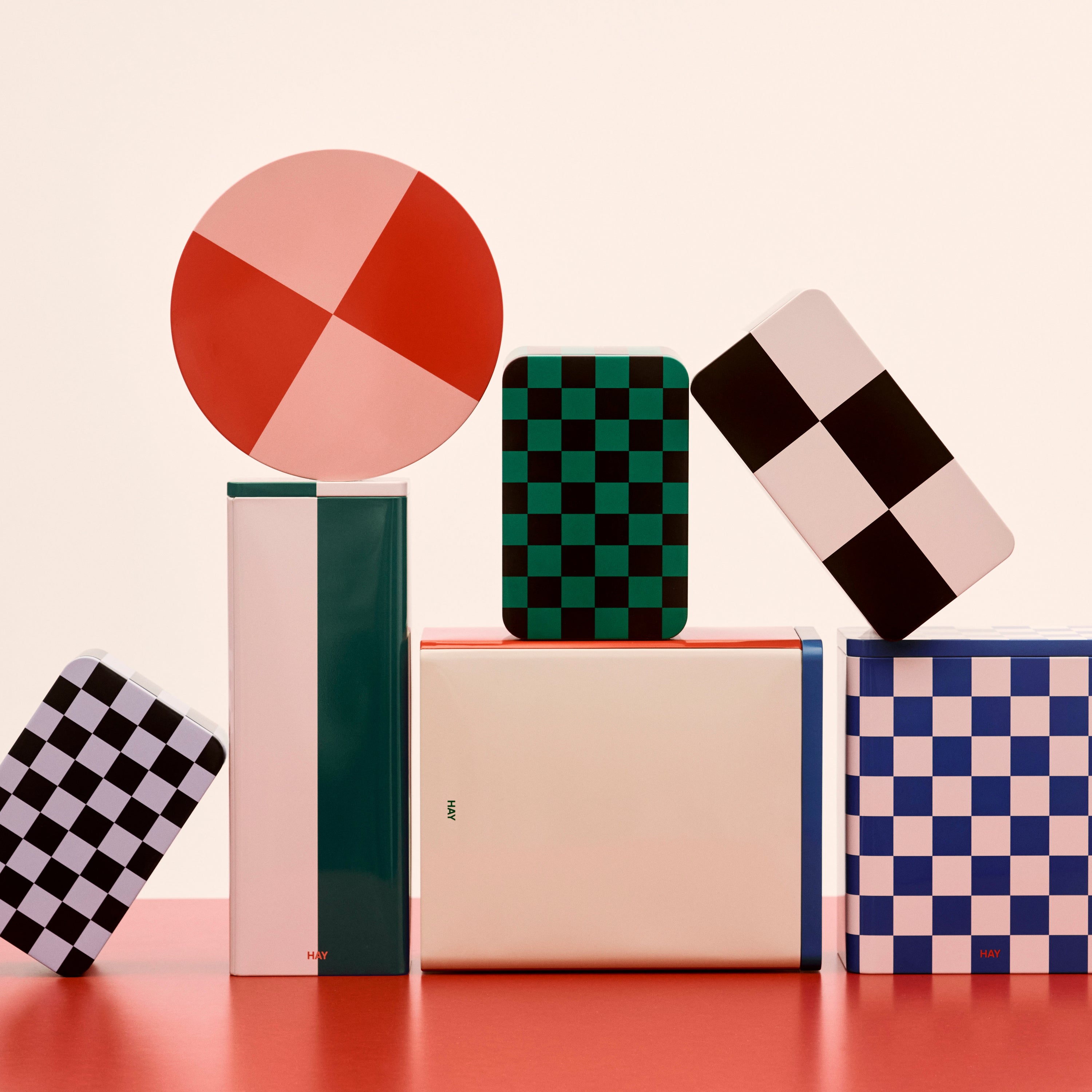 HAY Tin Voorraadblik X-Large - Off-White / Burgundy / Groen