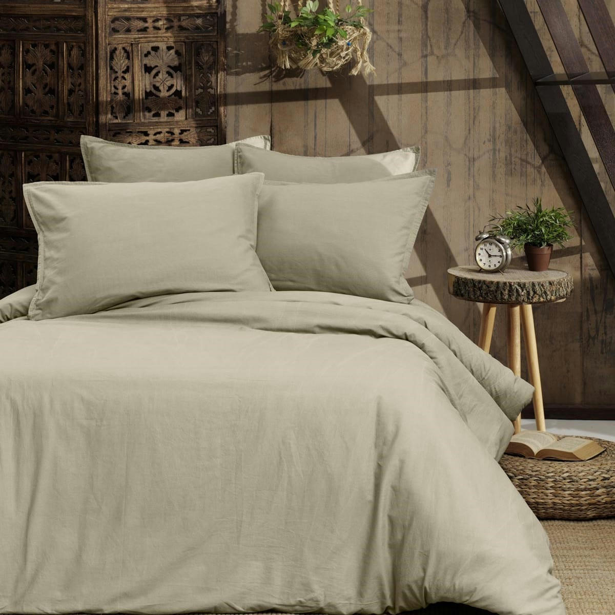 HOME WASHED - Housse de couette en percale lavée  ficelle 240x220 cm