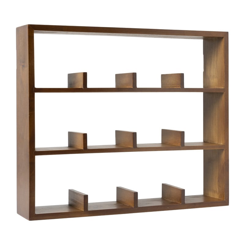 Wandkastje voor 12 mokken - bruin - 45x38x9 cm