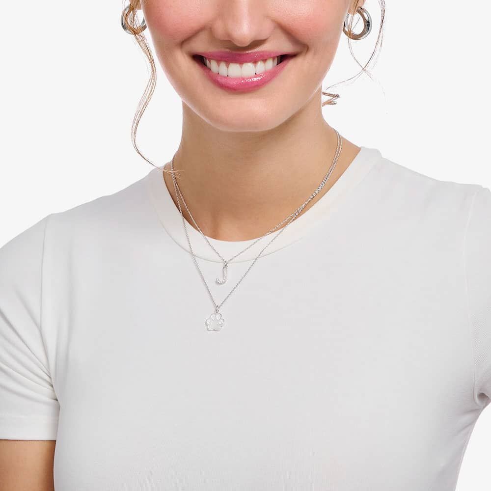 THOMAS SABO Silver Paw Print Necklace KE2215-051-14-L45V