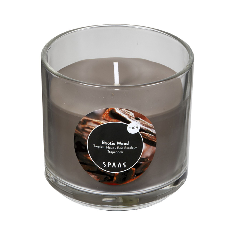 Bougie Verre transparent parfumée bois exotique