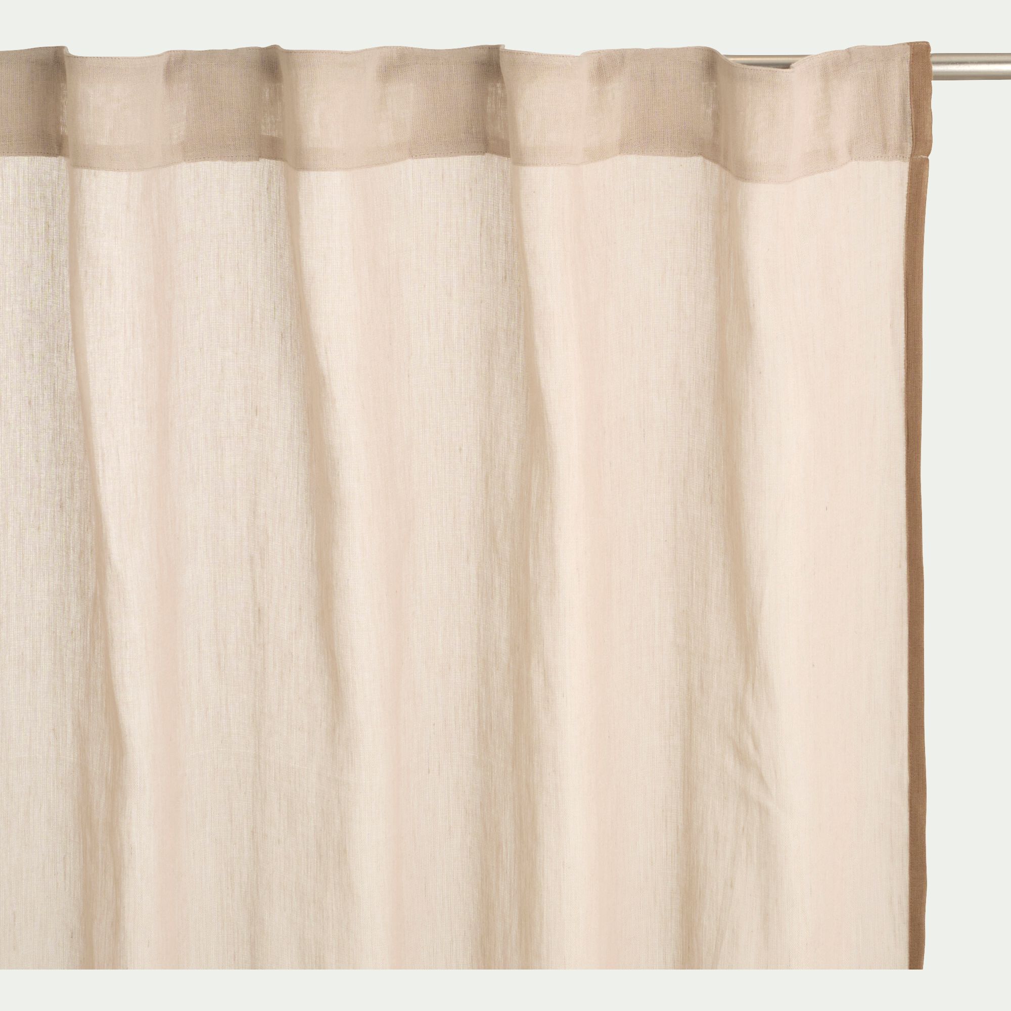 ALISO - Voilage à passants cachés en lin et coton finition liseré 140x260cm - beige