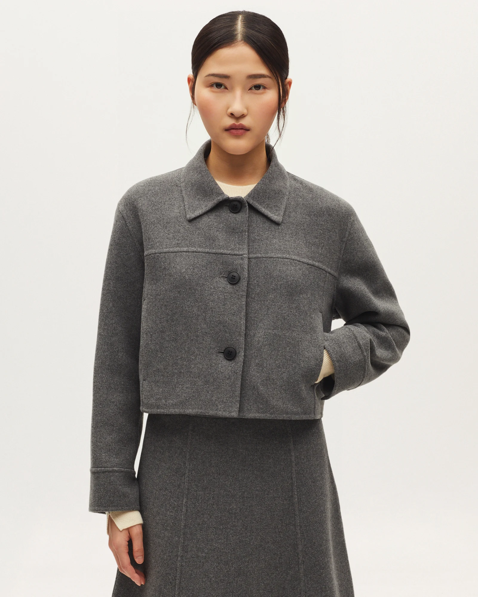 Blouson court double face avec laine