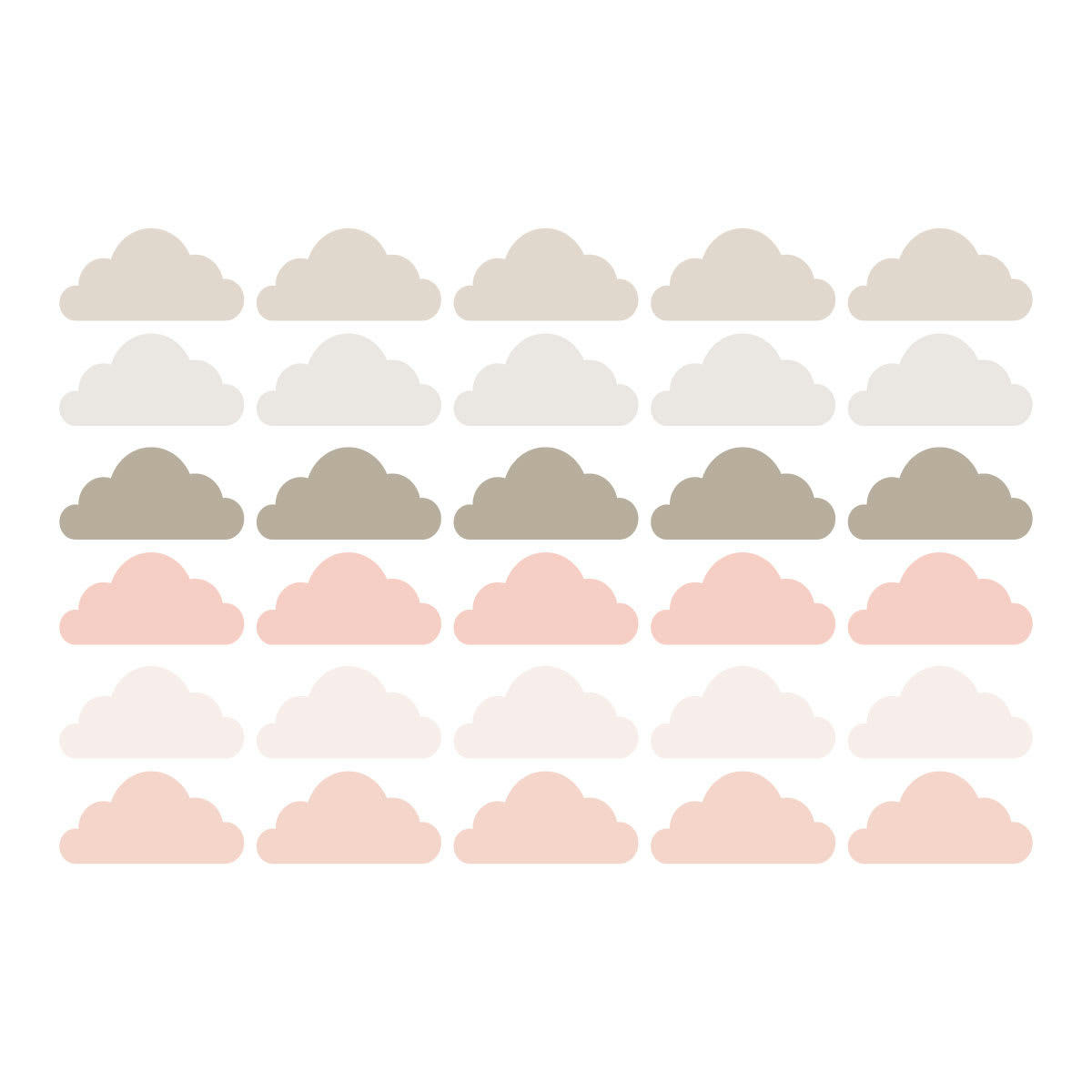 CLOUDS2 - Stickers muraux en vinyle nuages rose et gris tourterelle
