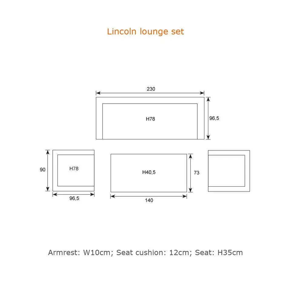 Garden Impressions Coba lounge tuintafel 130x70 - donker grijs