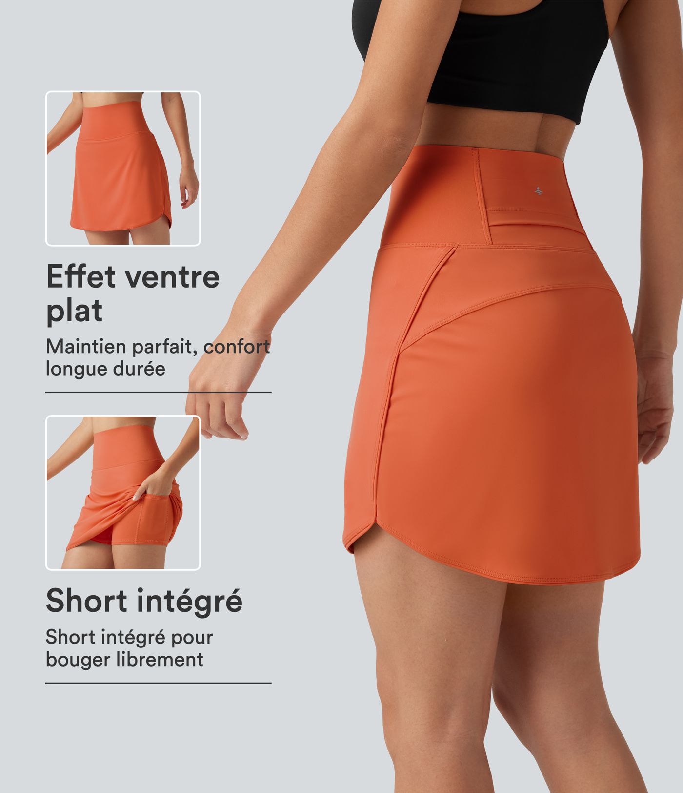Jupe-short de golf mini SoftlyZero™ Airy effet frais InstantCool taille très haute gainante à ourlet arrondi avec poches, longueur allongée