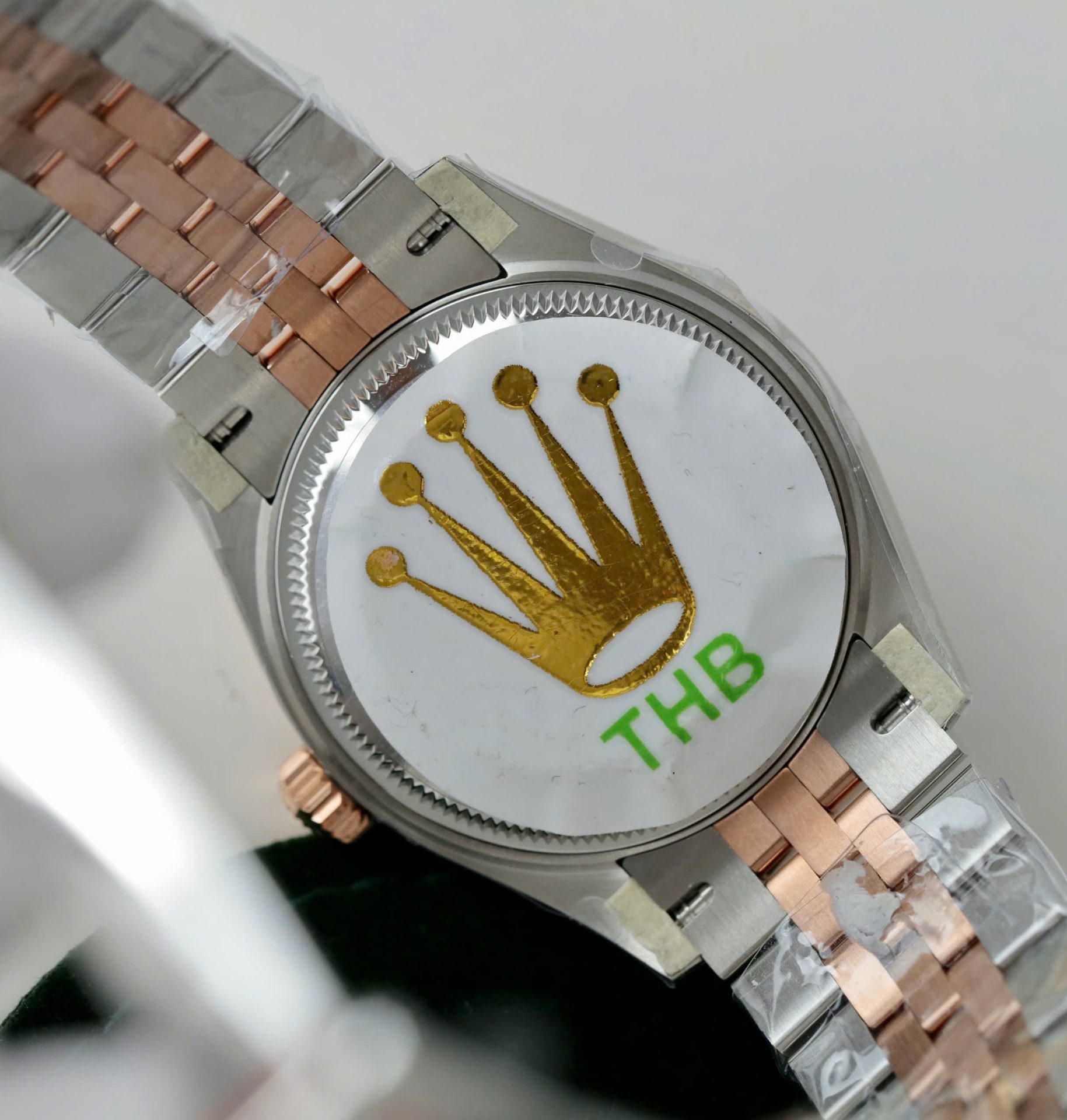 Rolex Datejust SS/RG Plated Grey Dial CZ Diamonds 31mm Jub THBF Replica