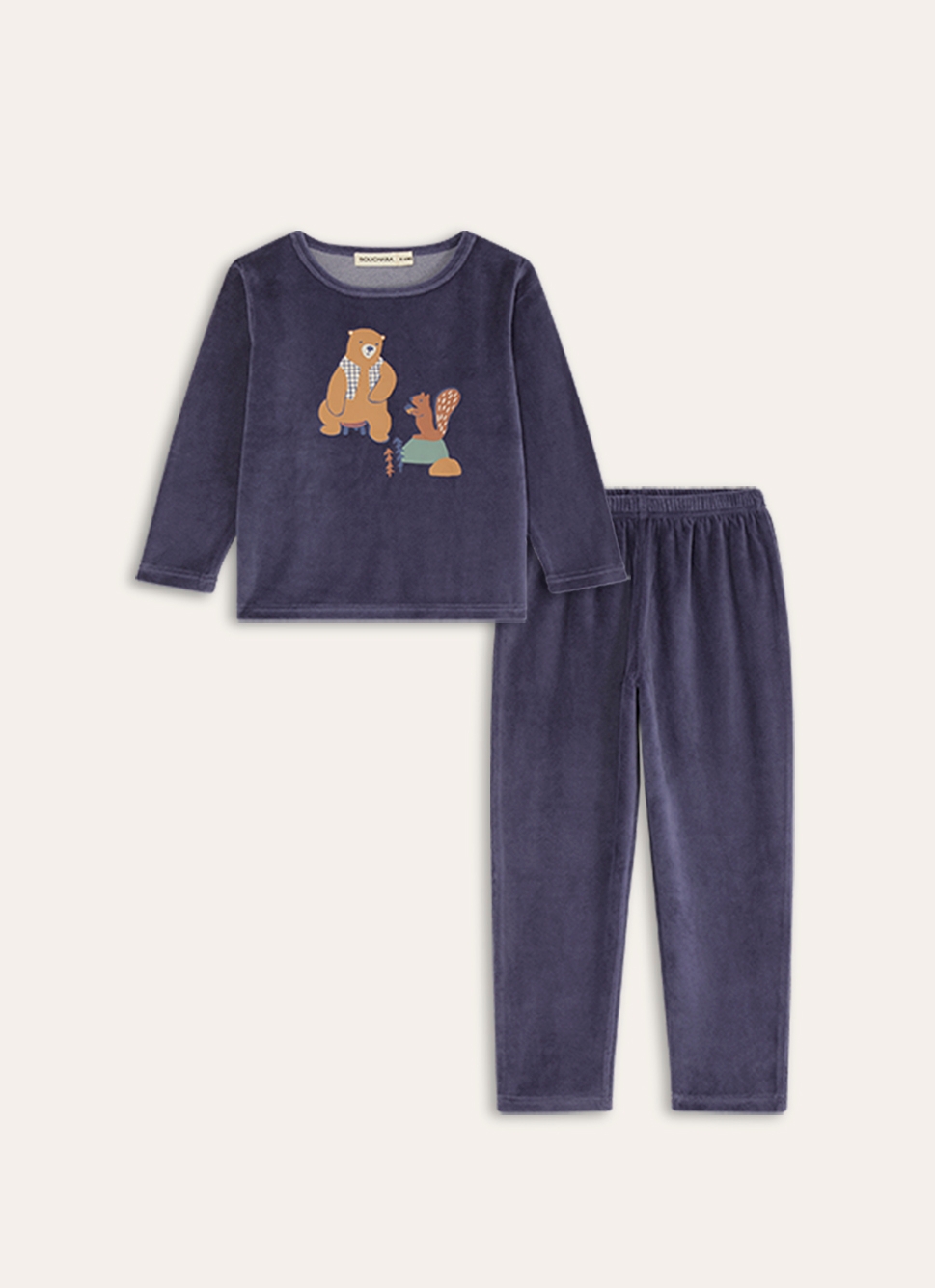 PYJAMA 2 PI ÈCES EN VELOURS OURS BLEU