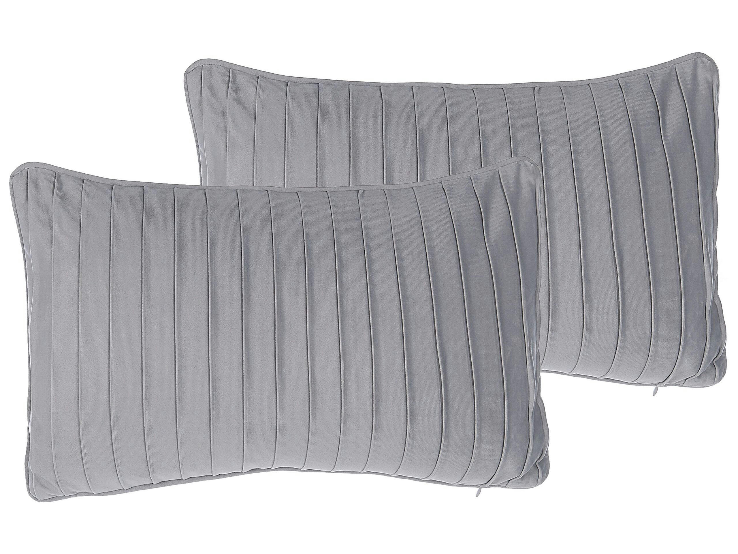 KOMANA - Lot de 2 coussin décoratifs en tissu gris 30x12cm