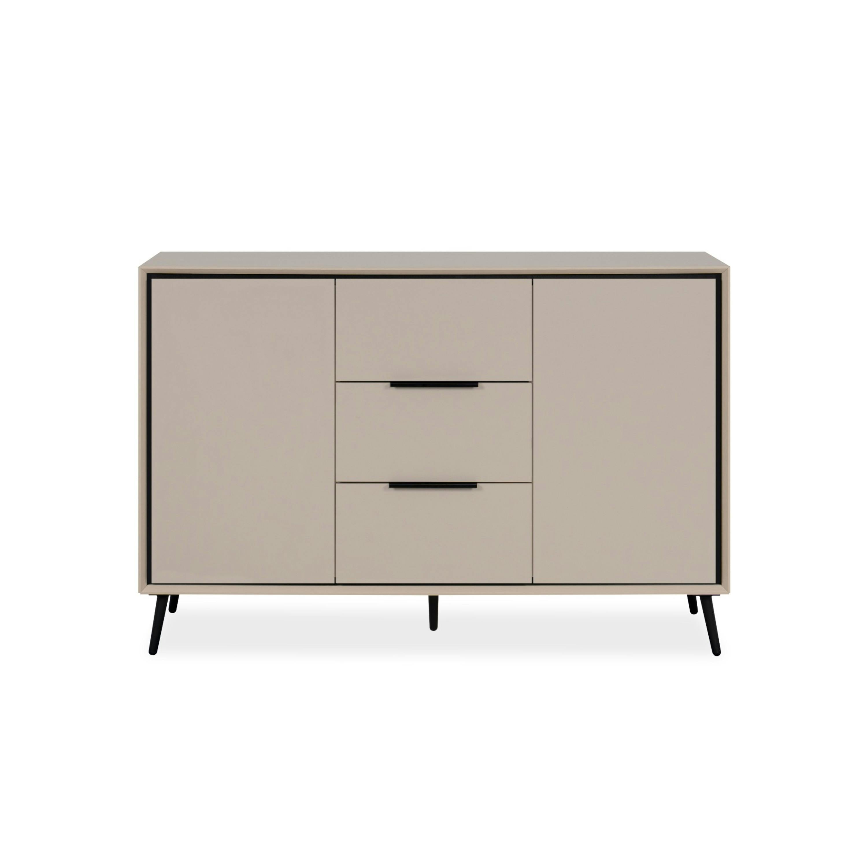 Buffet moderne taupe 2 portes 3 tiroirs AVIO