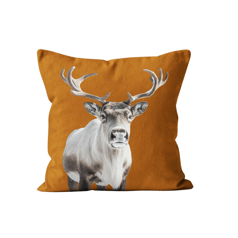 - Coussin déco noel renne velours blanc 40x40cm