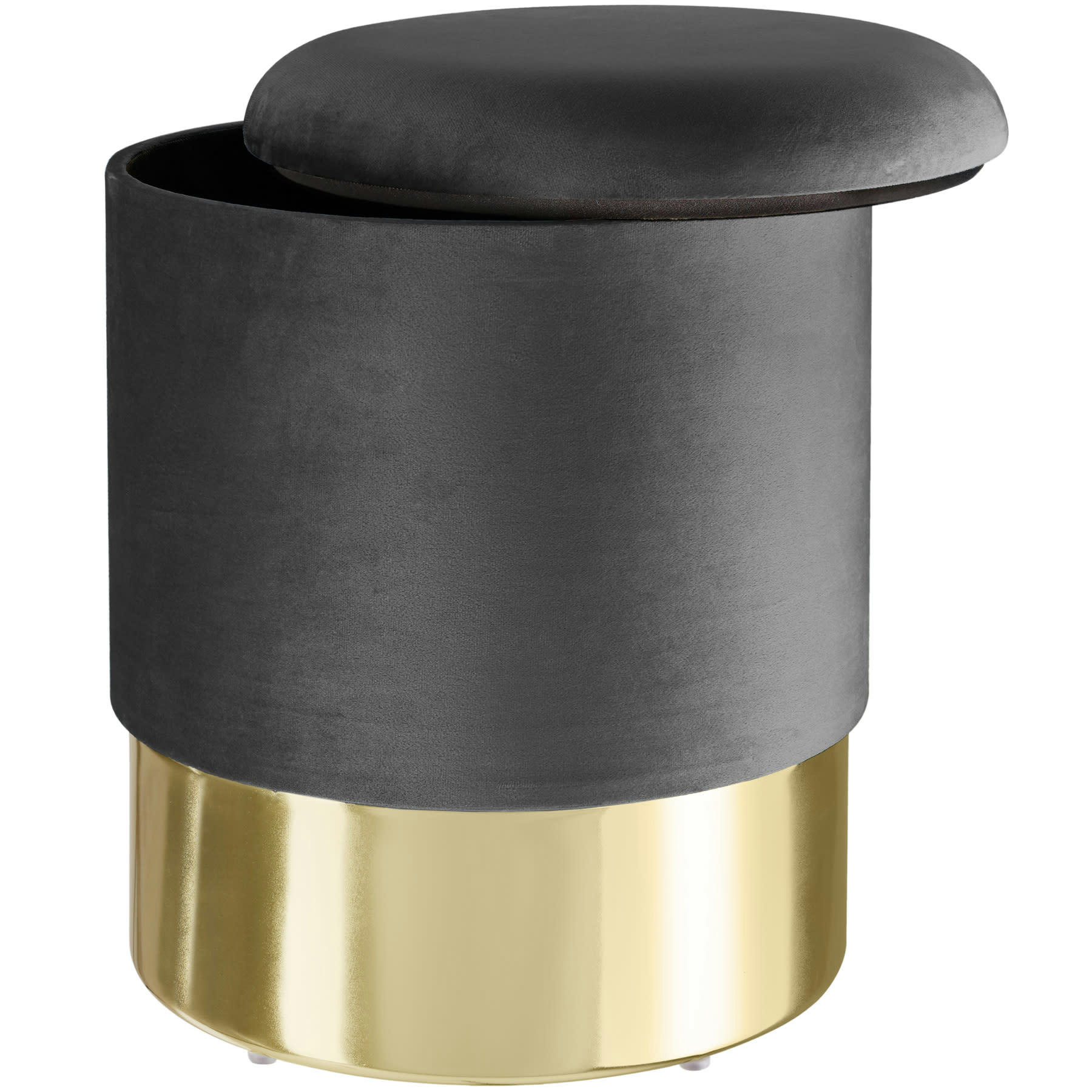 - Banc Tabouret Coffre de rangement Rond gris foncé