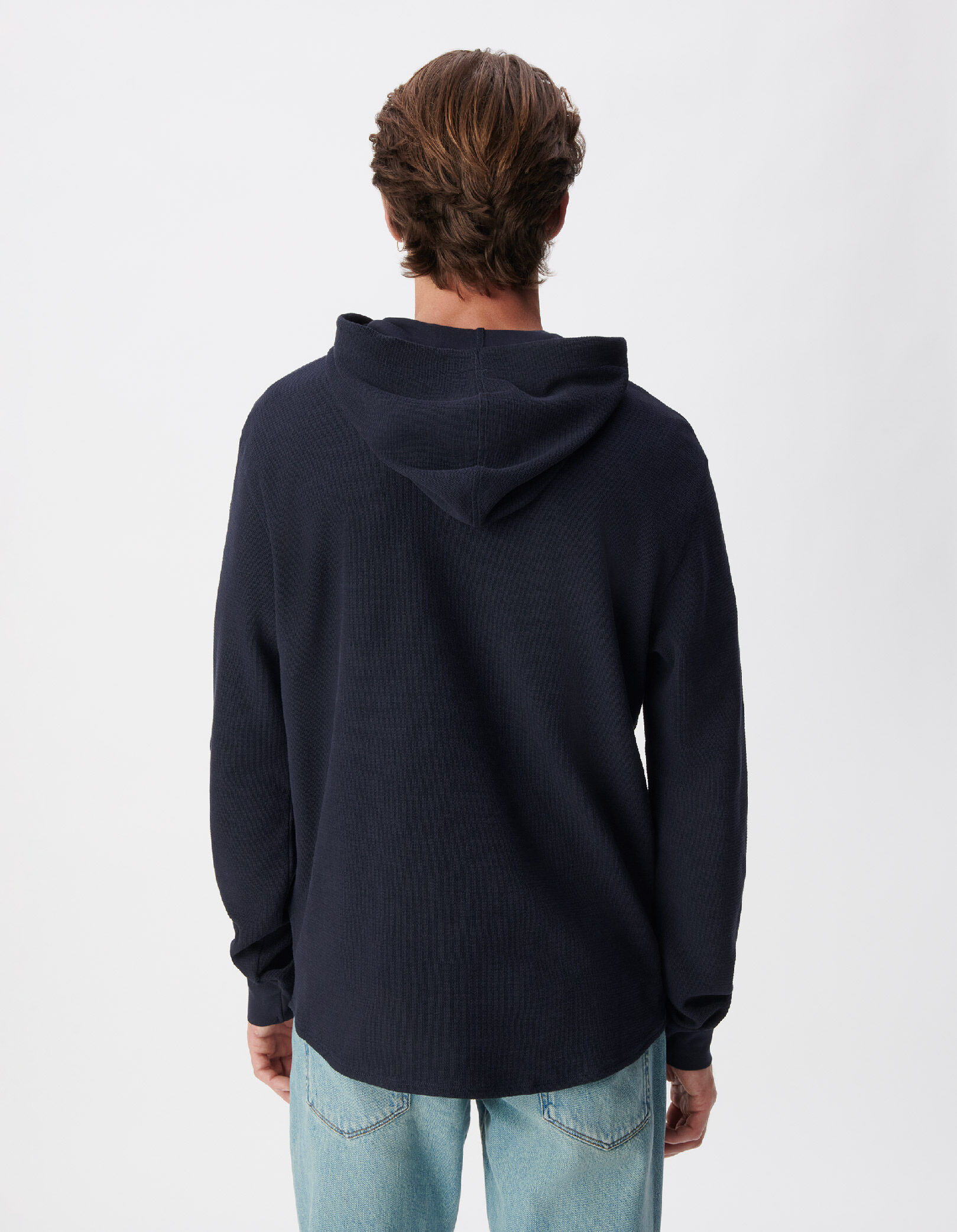 T-shirt à capuche beige maille relief Homme