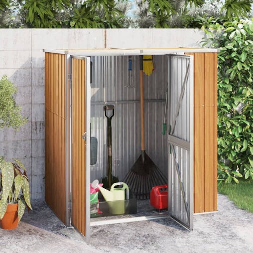 NNEVL Garden Tool Shed Brown 161x89x161 cm Galvanised Steel