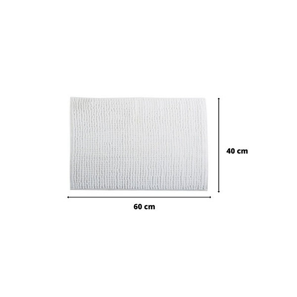 Lot de 2 tapis de bain CHENILLE 40x60cm Blanc MSV