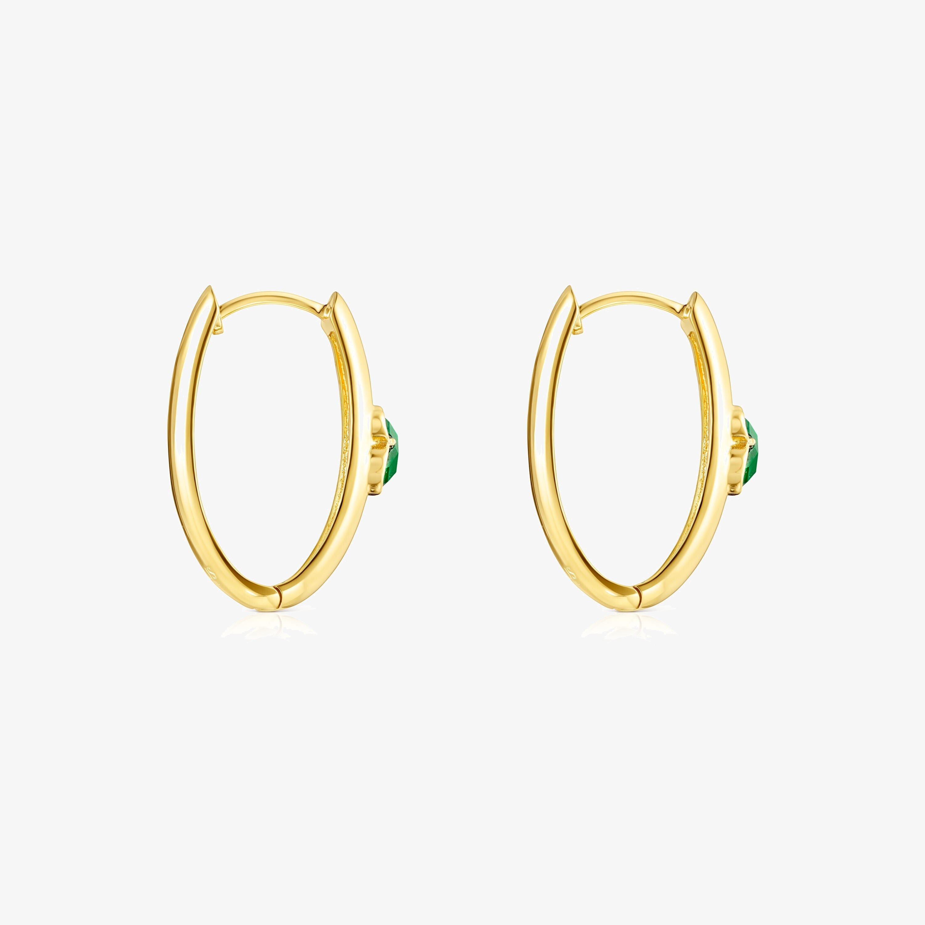 Pendientes grandes con baño de oro 18 kt sobre plata y malaquita Icon Color