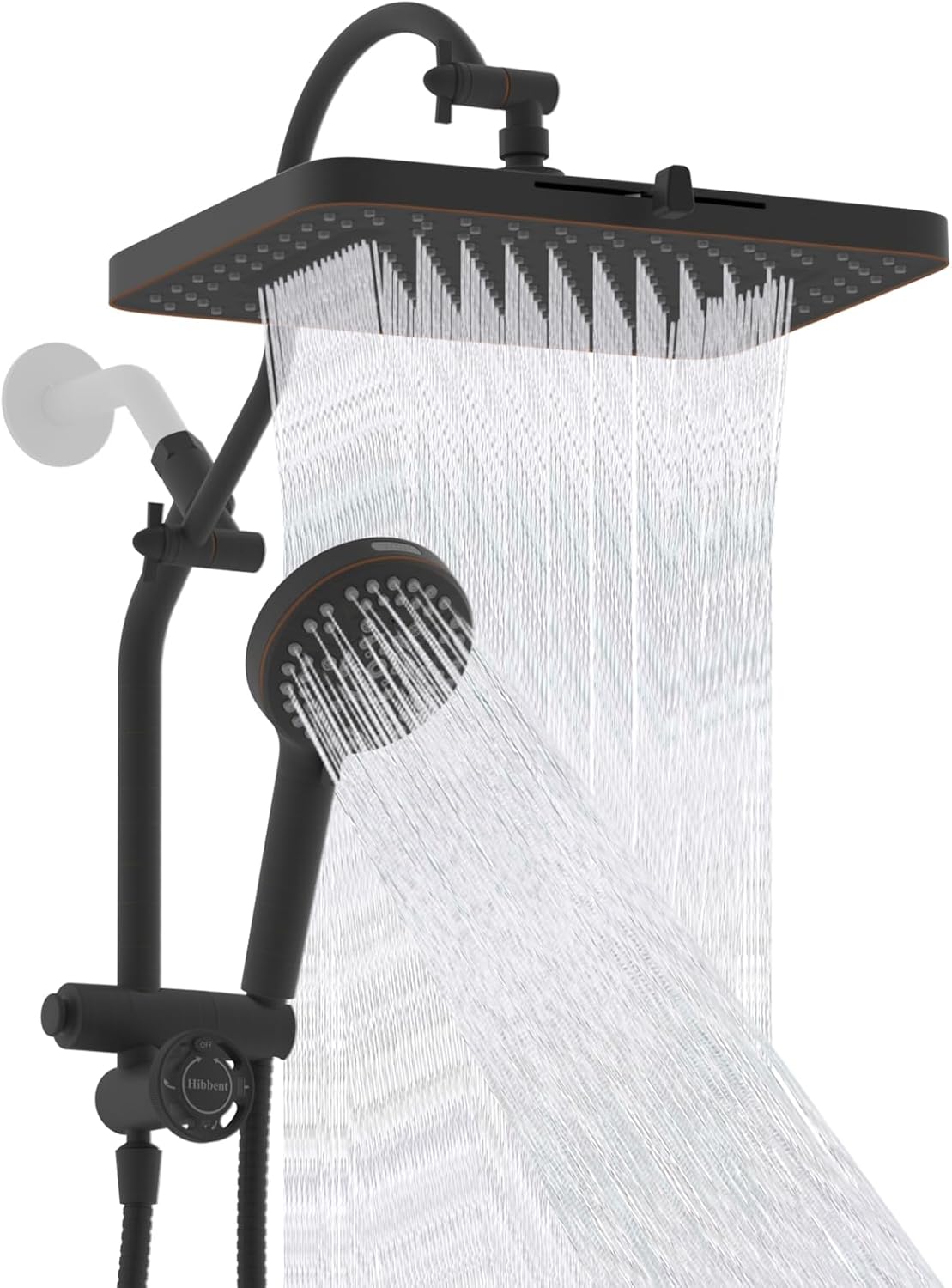 Hibbent cUPC Certified 13'' Shower Head Combo, High Pressure 5 Spray Rainfall Showerhead, 10 Spray Handheld, All Metal Easy Reach 4-way Diverter with Pause Mode, 71'' Hose & Holder, Oil-Rubbed Bronze