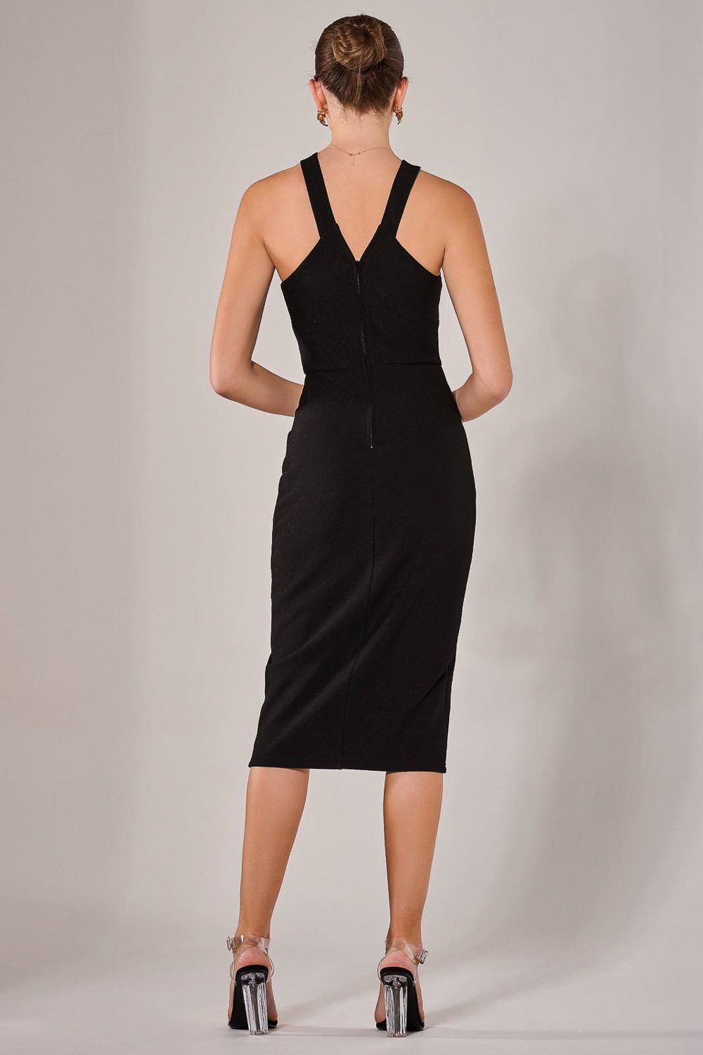 Jolie Moi Cross Over Halter Neck Midi Dress