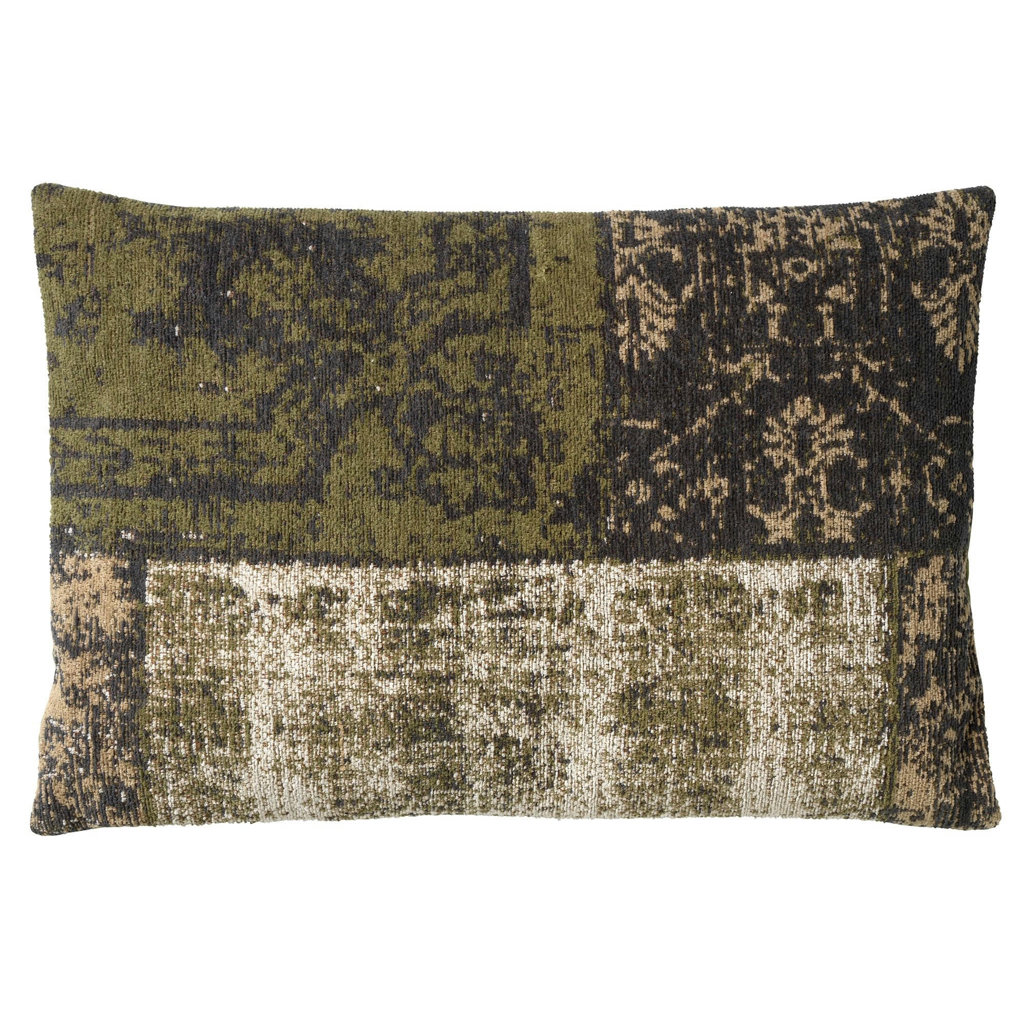 - Coussin - vert en coton 40x60 cm avec un motif mixte