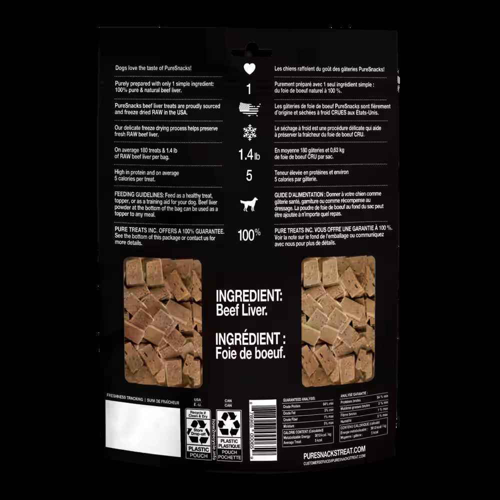 PureSnacks Freeze Dried Beef Liver Dog Treats, 198-g