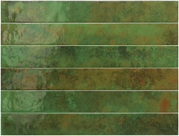 Faïence murale unie vert brillant L.40 x l.5 cm x ép.8 mm, Java