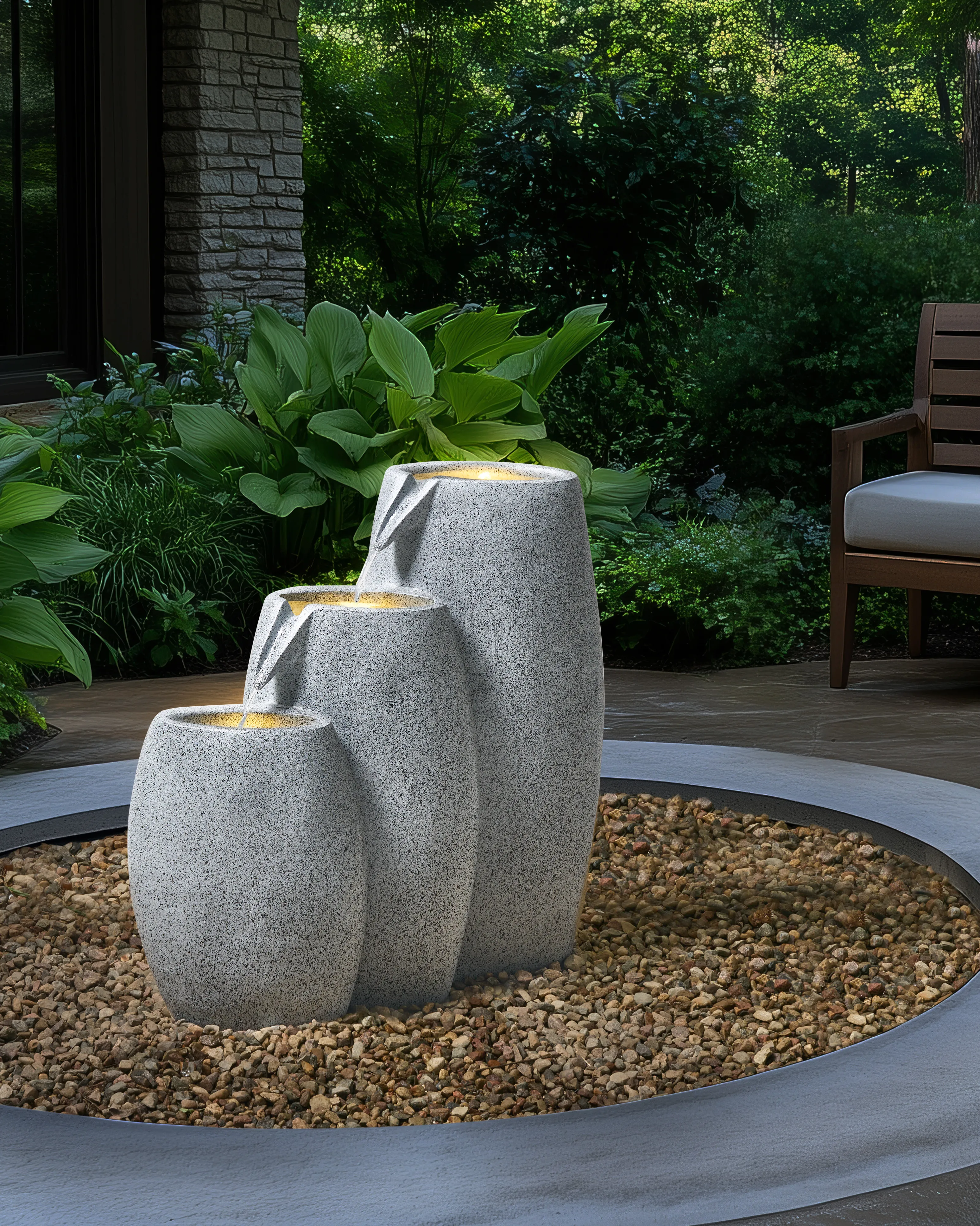 Garden Water Feature ARKLE LED Grey