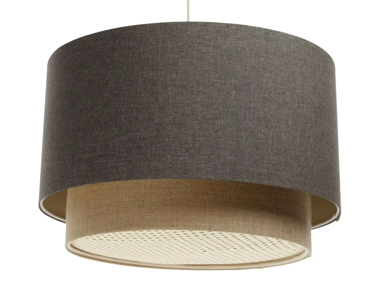 Lampa wisząca ERUTAN DOUBLE RATTAN 40 szara/beżowa
