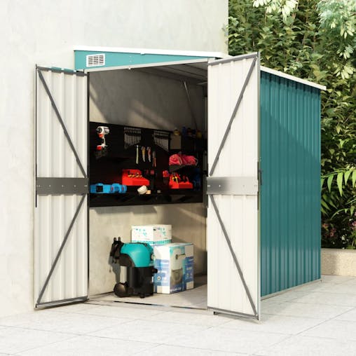 NNEVL Wall-mounted Garden Shed Green 118x194x178 cm Galvanised Steel