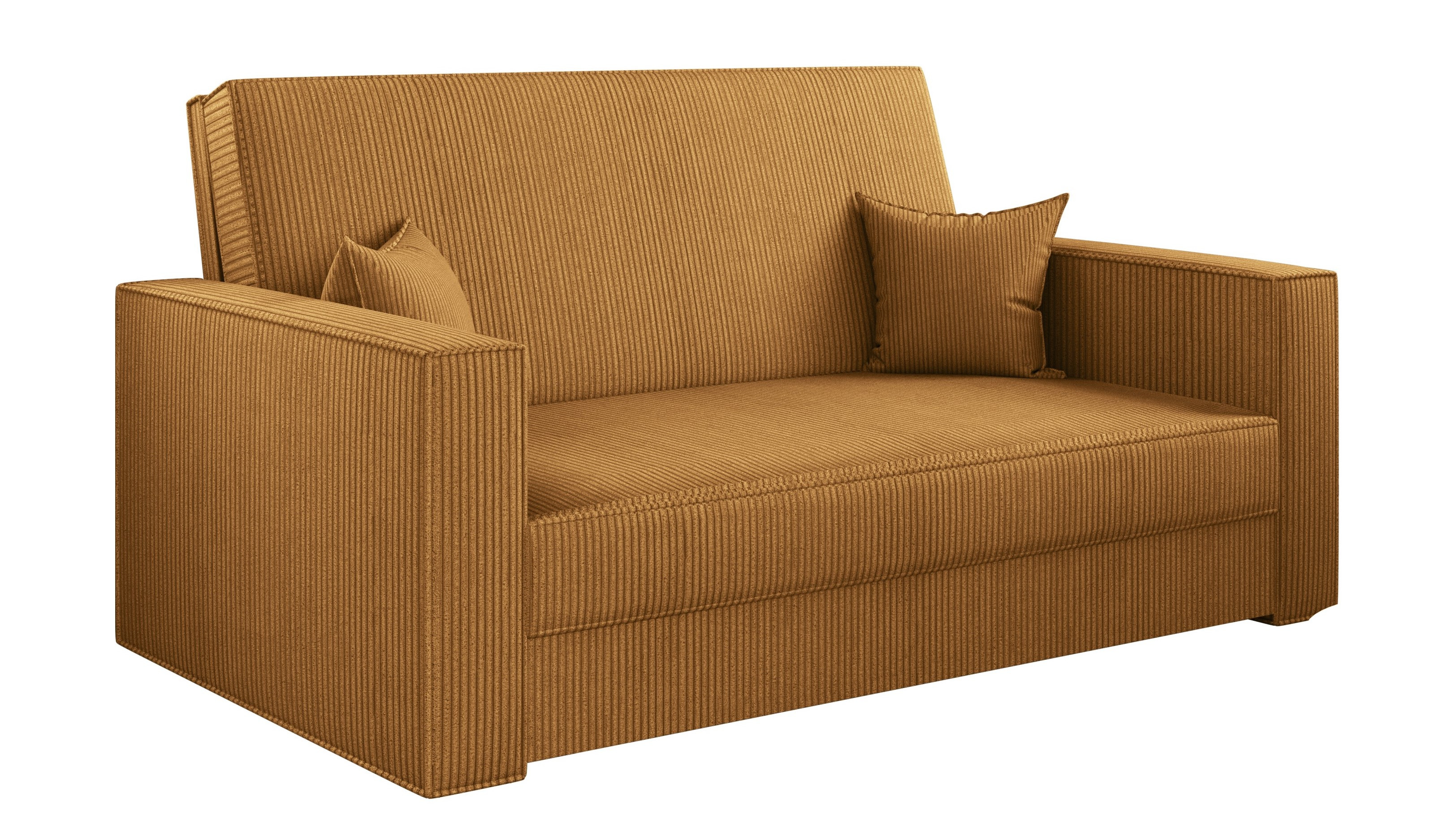 Sofa z funkcją spania i pojemnikiem AMERICA , tkanina Poso, Musztardowy
