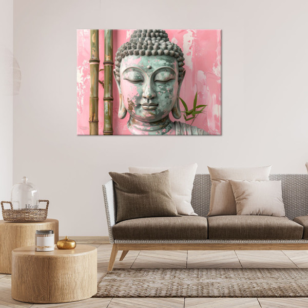 Obraz do salonu sypialni biura, Różowy Budda Zen Spa Bambus 30x20