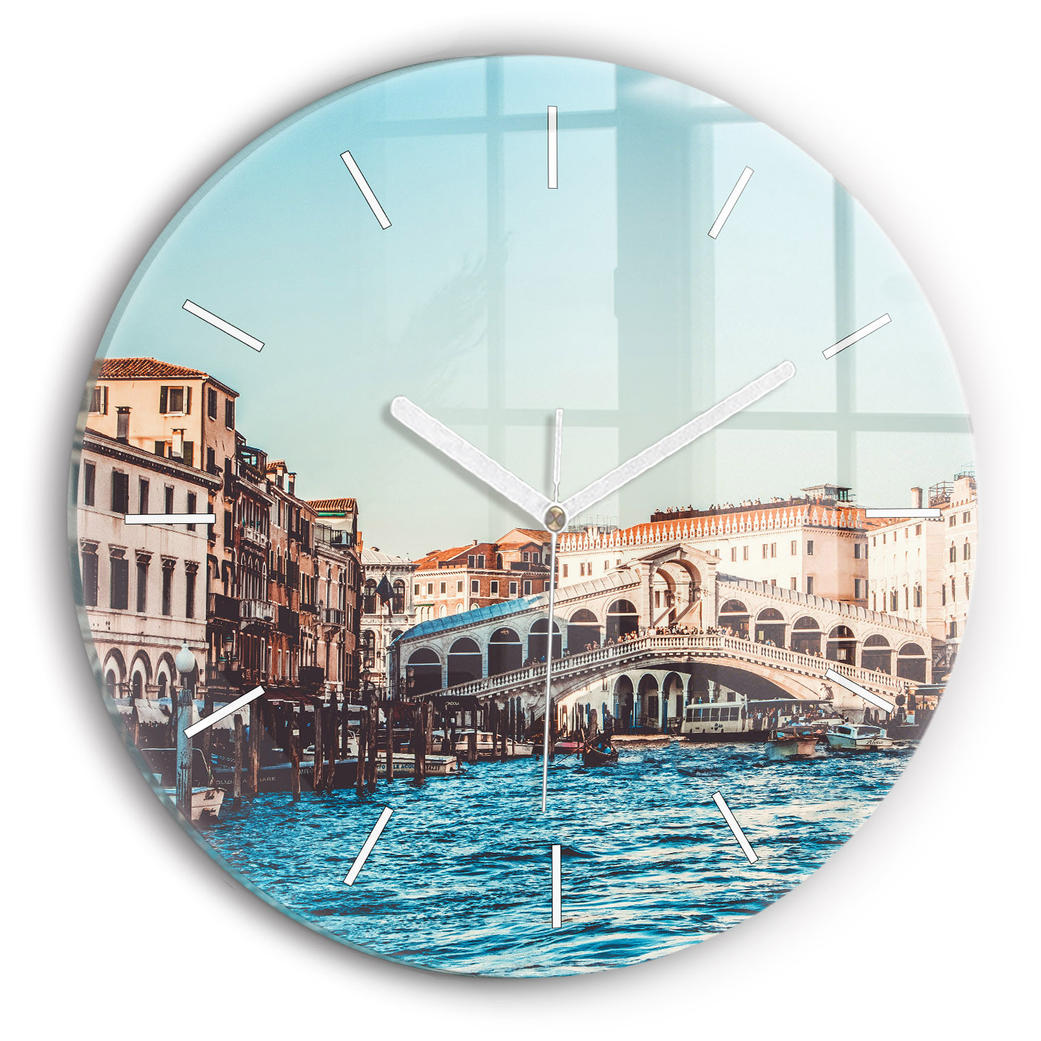 Zegar szklany ścienny do salonu Most Rialto w Wenecji fi30