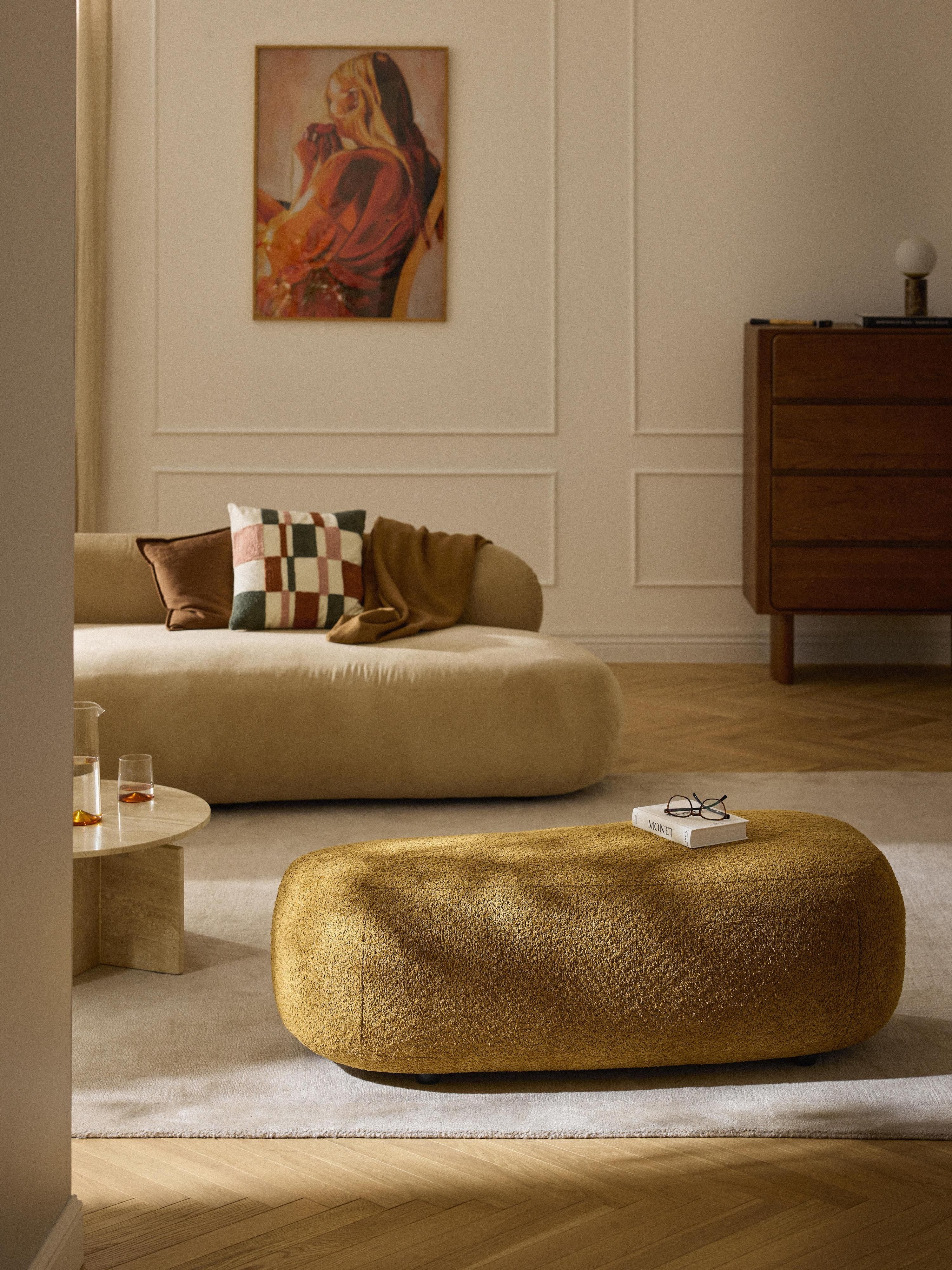 XL-Hocker Alba aus Teddy-Bouclé