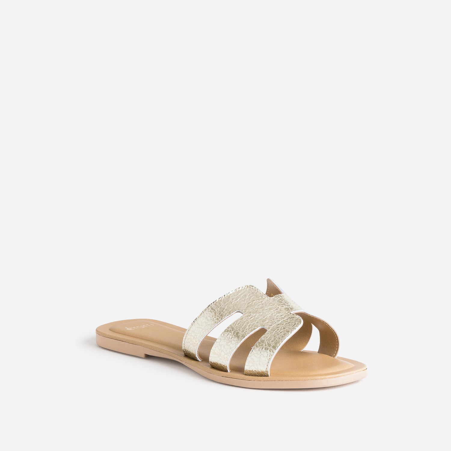 Mule or en cuir grainé