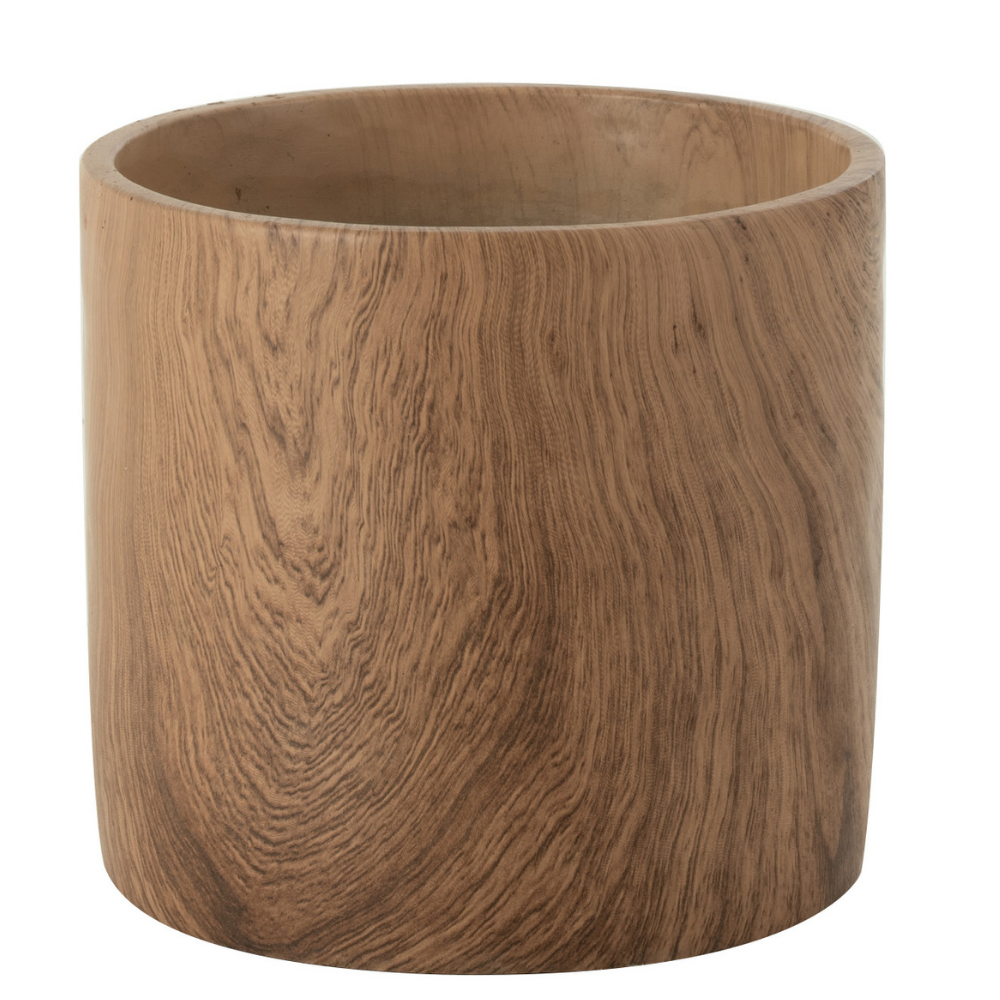 J-Line bloempot Bos - cement - bruin - large - 2 stuks - Ø 18 cm