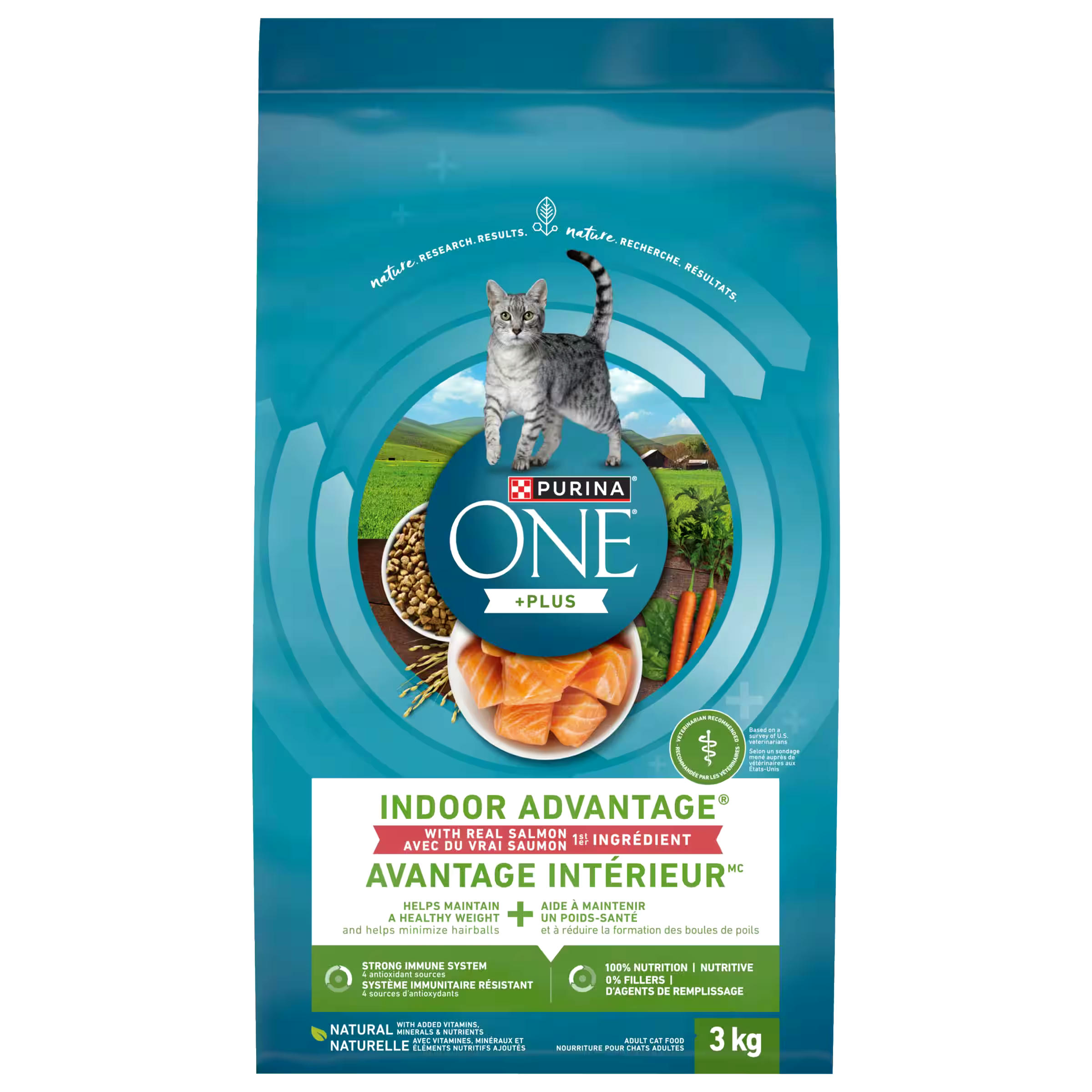 Purina ONE +Plus Indoor Advantage Dry Cat Food, Salmon Flavour, 1.8-kg