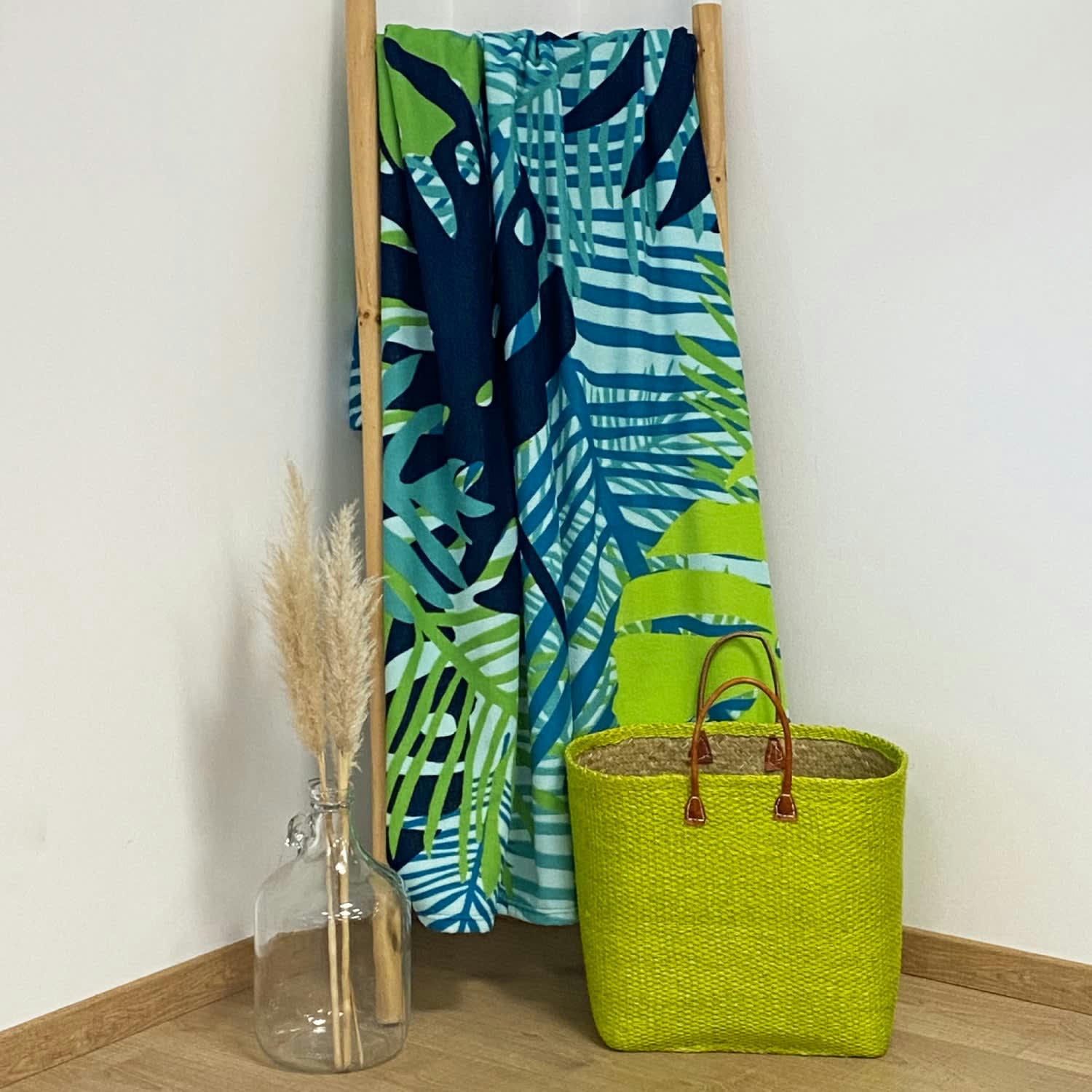 PLAGE MICROFIBRE - Serviette de plage microfibre Jungy 140x170 vert