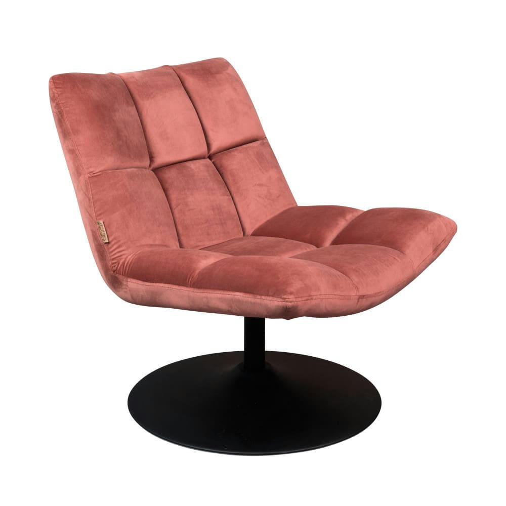 BAR - Fauteuil en velours pivotant lounge vieux rose