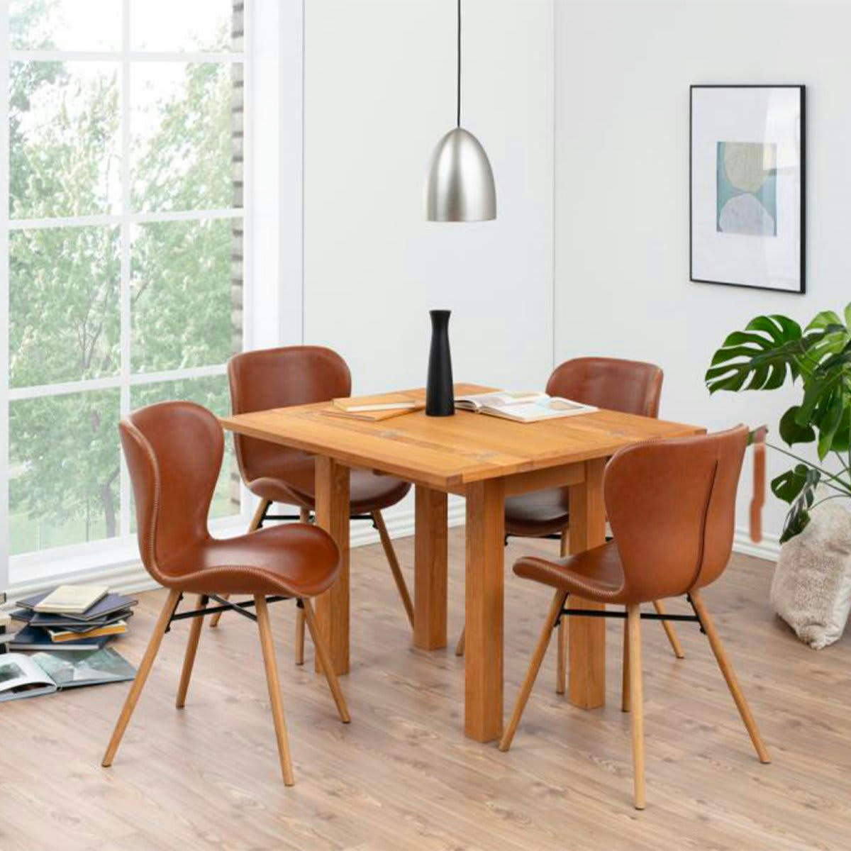 MATILDA - Lot de 2 chaises en simili camel pieds bois