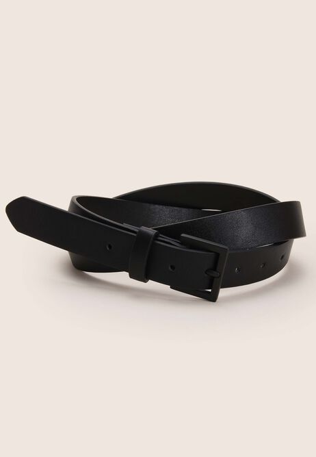 Mens Black Skinny Matte Belt
