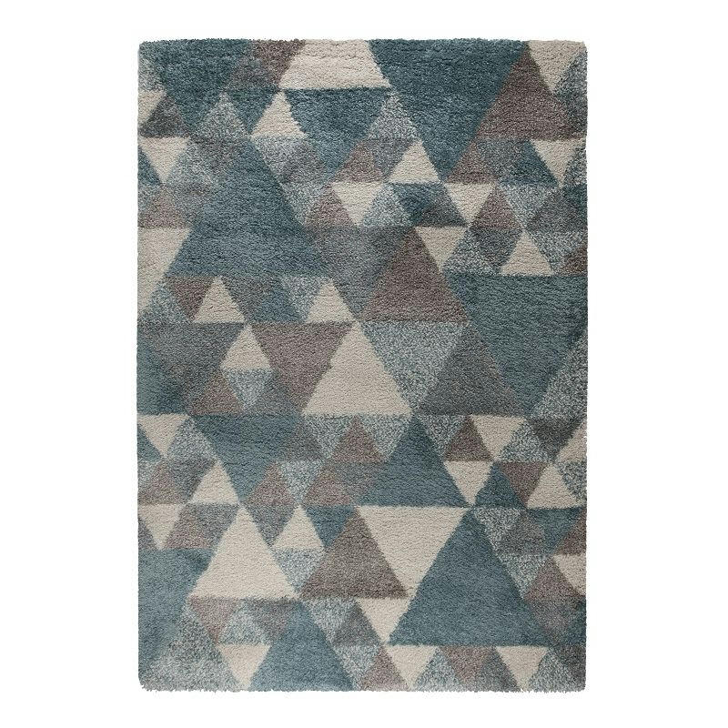 NURU - Tapis géométrique scandinave en polypropylène bleu 80x150