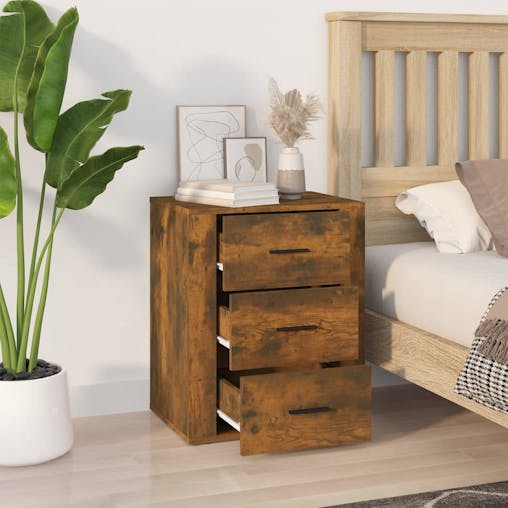 NNEVL Bedside Cabinet Smoked Oak 50x36x60 cm Engineered Wood