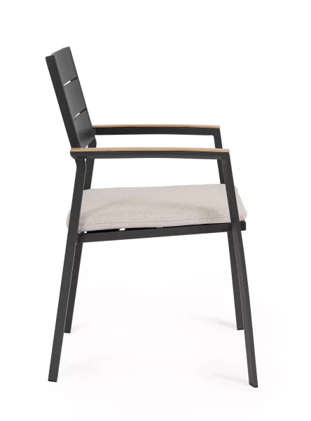 Bolzano Zefiro Krzesło ogrodowe 58,5x55,5 antracytowe aluminium