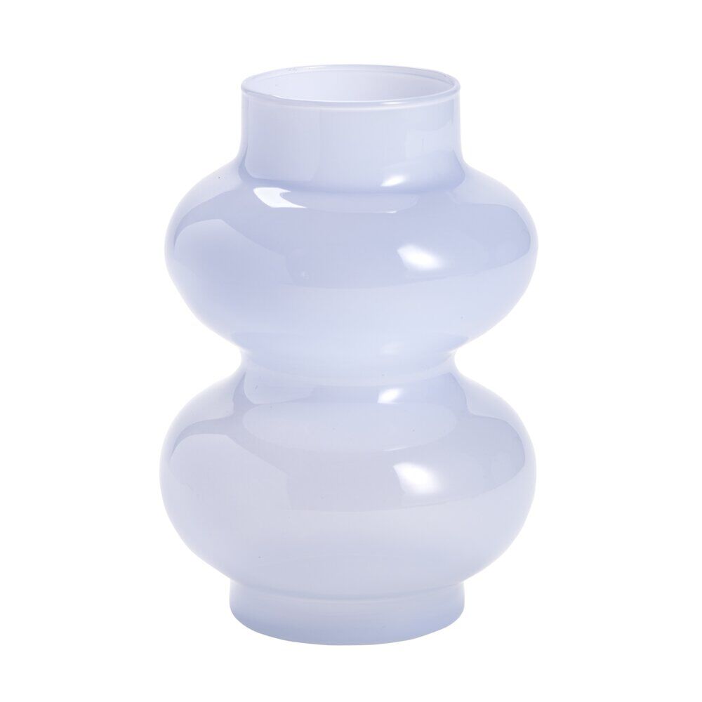 Vase en verre ondulé bleu Ø12,5xH18,5cm